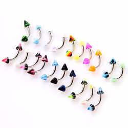 20 Pcs Stainless Steel Ball Barbell Curved Eyebrow Rings Bar Tragus Ear Piercing