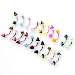 20 Pcs Stainless Steel Ball Barbell Curved Eyebrow Rings Bar Tragus Ear Piercing