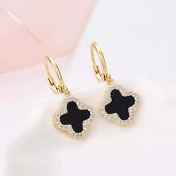 High-grade Luxury Shiny Clover Earrings Earrings Net Red Earrings Temperament Ladies Four-leaf Clover Earrings - gold
