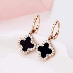 High-grade Luxury Shiny Clover Earrings Earrings Net Red Earrings Temperament Ladies Four-leaf Clover Earrings - rose gold