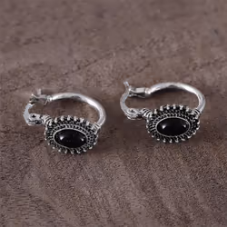 Fashion Retro Turquoise Earrings Bohemian Antique Oval Earrings - blue
