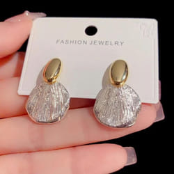 Fashion Gold Silver Color Big Metal Shell Drop Earrings for Women Geometric Irregular Vintage Simple Earrigns Jewelry Party Gift