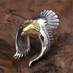 Open Size Ring Jewelry Gold Retro Eagle Wings Fashion Rings Unique Copper Alloy Eagle Ring Man&apos;s High Quality Animal Acc ...