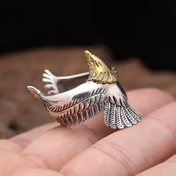 Open Size Ring Jewelry Gold Retro Eagle Wings Fashion Rings Unique Copper Alloy Eagle Ring Man&apos;s High Quality Animal Accessories - gold