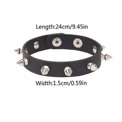 Fashion Pu Leather Bracelet Adjustable Men Women Leather Wristband Punk Style Cool Street Leather Bracelet Jewelri Gift - A