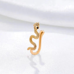 1Pcs Snake Nose Ring For Women Gold Silver Color Non Piercing Stainless Steel Nose Clip Fake Septum Piercing Jewelry - Gold