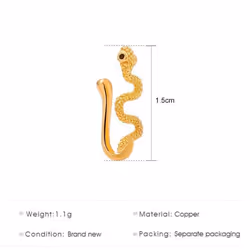 1Pcs Snake Nose Ring For Women Gold Silver Color Non Piercing Stainless Steel Nose Clip Fake Septum Piercing Jewelry - Silver