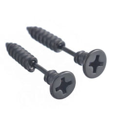 1 Pair Unisex Women Men Punk Stainless Steel Cross Screw Ear Studs Earrings - black, 1pair