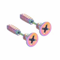 1 Pair Unisex Women Men Punk Stainless Steel Cross Screw Ear Studs Earrings - multicolor, 1pair