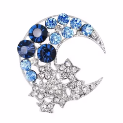 Temperament Moon Star Brooch Crescent Moon Brooch Pin Suit Pin Sparkling Half Moon Rhinestone Inlaid Generous Brooch Clothes  ...