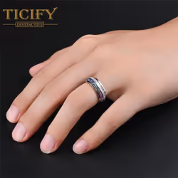 Titanium Steel Men&apos;s Ring Fashion Retro Stainless Steel Ring Hand Accessories - black, 11