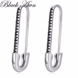 Black Pin Jewelry Black Paperclip Earrings