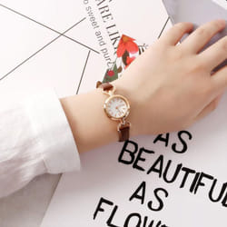 Popular Women Watch Simple Girl Pu Leather Strap Women Fashion Quartz Wrist Watch Mini Thin Dial Watches Quartz Wrist Watches - coffee