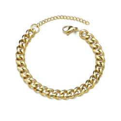 High Quality Stainless Steel Bracelets For Men Blank Color Punk Curb Cuban Link Chain Bracelets On The Hand Jewelry Gifts - gold, Width 7mm