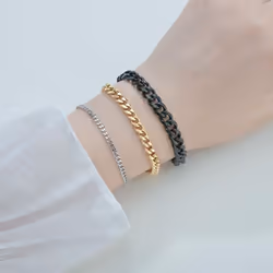 High Quality Stainless Steel Bracelets For Men Blank Color Punk Curb Cuban Link Chain Bracelets On The Hand Jewelry Gifts - gold, Width 7mm