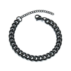 High Quality Stainless Steel Bracelets For Men Blank Color Punk Curb Cuban Link Chain Bracelets On The Hand Jewelry Gifts - black, Width 7mm