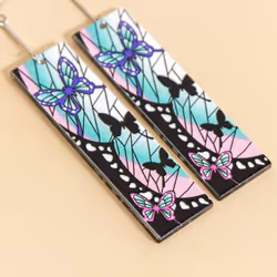 Acrylic Demon Slayer Kimetsu No Yaiba Tanjirou Anime Drop Clip Earrings Cosplay Blade Of Ghost Shinobu Butterfly - Ear Pin