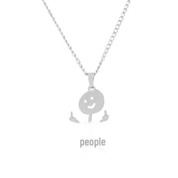 &quot;2023 Graffiti Middle Finger Cartoon Earrings: Hip-hop Titanium Steel Simple Design&quot; - as the picture, 50cm necklace, stickman