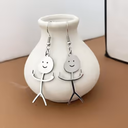 &quot;2023 Graffiti Middle Finger Cartoon Earrings: Hip-hop Titanium Steel Simple Design&quot; - as the picture, 50cm necklace, stickman