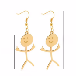 &quot;2023 Graffiti Middle Finger Cartoon Earrings: Hip-hop Titanium Steel Simple Design&quot; - as the picture, 50cm necklace, stickman
