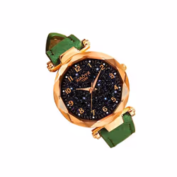 Women Luxury Watch Personality Romantic Luminous Starry Sky Wristwatch Leather Rhinestone Watch - green
