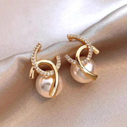 French Pearl Tassel Earrings For Women - 2024 New High-end Light Luxury Style - as the picture, Double C Pearl Rhinestone Earrings