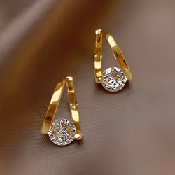 &quot;korean Geometric Zircon Micro-inlaid Earrings: Versatile, Elegant, Women&apos;s Ear Buckles&quot; - white, stone earrin ...