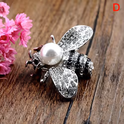 Insect Series Brooch Delicate Little Bee Brooches Pin Jewelry - silver, D