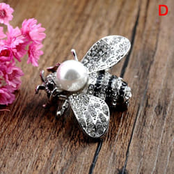 Insect Series Brooch Delicate Little Bee Brooches Pin Jewelry - silver, D