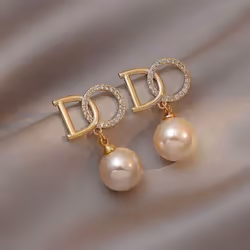 French Pearl Tassel Earrings For Women - 2024 New High-end Light Luxury Style - as the picture, D-shaped Pearl Earrings with ...
