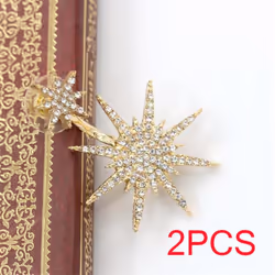 Full Rhinestones Diamond Crystal Stars Snow Hanging Punk Style Stylish Modern Luxury Stud Earring Women Jewelry - Gold, Gold- ...