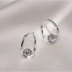 &quot;korean Geometric Zircon Micro-inlaid Earrings: Versatile, Elegant, Women&apos;s Ear Buckles&quot; - silver, earrings