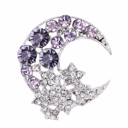 Temperament Moon Star Brooch Crescent Moon Brooch Pin Suit Pin Sparkling Half Moon Rhinestone Inlaid Generous Brooch Clothes ...