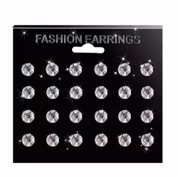 Classic Rose Shape Cubic Zirconia Stud Earrings Women Jewelry Set - white, 12pcs