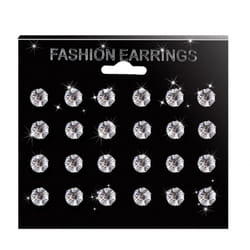 Classic Rose Shape Cubic Zirconia Stud Earrings Women Jewelry Set - white, 12pcs
