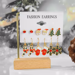 2022 New Fashion Christmas Earring Sets Girls Christmas Candy Earrings Santa Earrings Christmas Pendant Sets Girls Students, Elk Stud Earrings - 6347