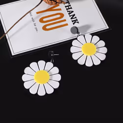Fashion Acrylic Big Daisy Dangle Earrings Piercing Ear Pendant Women Party Decor
