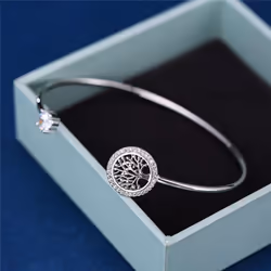 Luxury White Zircon Stone Bracelet Tree Of Life Adjustable Bracelets For Women Cute Wedding Bracelet - silver