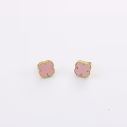 Titanium Steel Four-leaf Clover Earrings Personalised Ins Netroots Wind Jittering The Same Paragraph Women&apos;s Earrings - blue