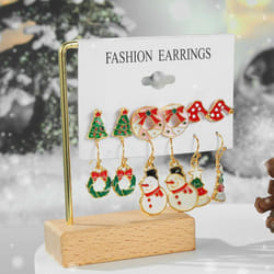 2022 New Fashion Christmas Earring Sets Girls Christmas Candy Earrings Santa Earrings Christmas Pendant Sets Girls Students, Elk Stud Earrings - 6349