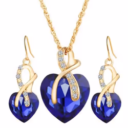 1 Set Women Necklace Set Exquisite Decoration Women Popular Lightweight Sparkling Choker Necklace Earrings For Prom - blue