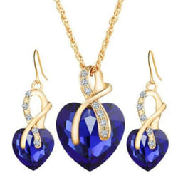 1 Set Women Necklace Set Exquisite Decoration Women Popular Lightweight Sparkling Choker Necklace Earrings For Prom - blue