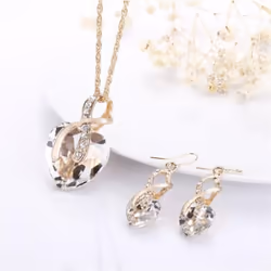 1 Set Women Necklace Set Exquisite Decoration Women Popular Lightweight Sparkling Choker Necklace Earrings For Prom - blue