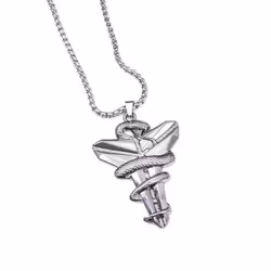 Zinc Zinc Alloy Black Mamba Pendant Necklace Hip Hop Sweater Chain Basketball Fans Necklace  Basketball Fans - silver