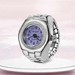 Vintage Punk Elastic Stretchy Quartz Watch Rings For Women Man Lover Pair Watches - purple