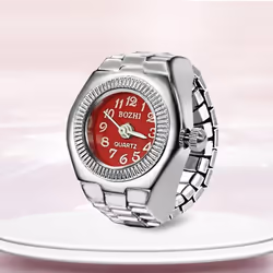 Vintage Punk Elastic Stretchy Quartz Watch Rings For Women Man Lover Pair Watches - red