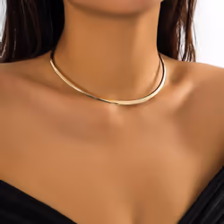 Metal Round Torques Choker Necklace For Women Simple Gold Color Collar Necklace Party Jewelry Gift - gold