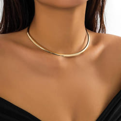 Metal Round Torques Choker Necklace For Women Simple Gold Color Collar Necklace Party Jewelry Gift - gold