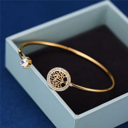 Luxury White Zircon Stone Bracelet Tree Of Life Adjustable Bracelets For Women Cute Wedding Bracelet - gold