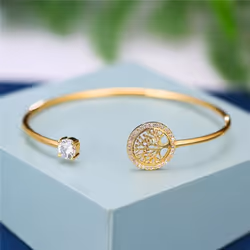 Luxury White Zircon Stone Bracelet Tree Of Life Adjustable Bracelets For Women Cute Wedding Bracelet - gold